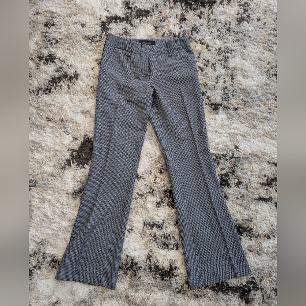 Derek Lam Dress Pants - Grey Plaid With Black Satin Stripe